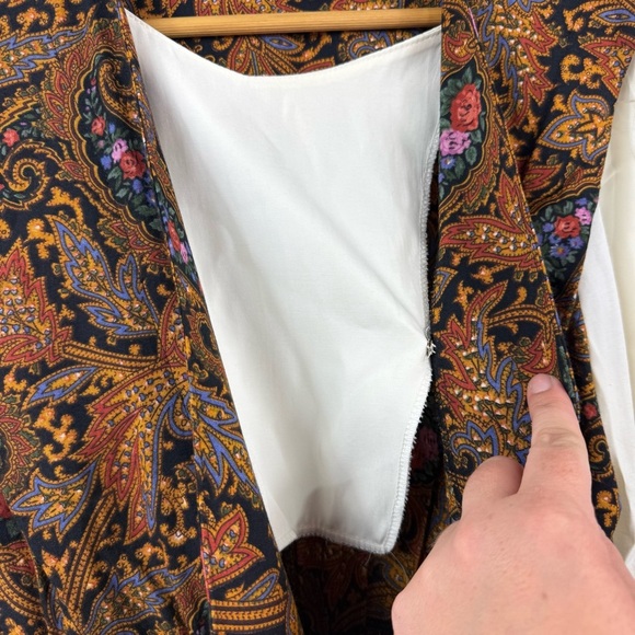 R.J Stevens Vintage Paisley Patterned Brown Midi Dress Size 8 - Picture 7 of 10